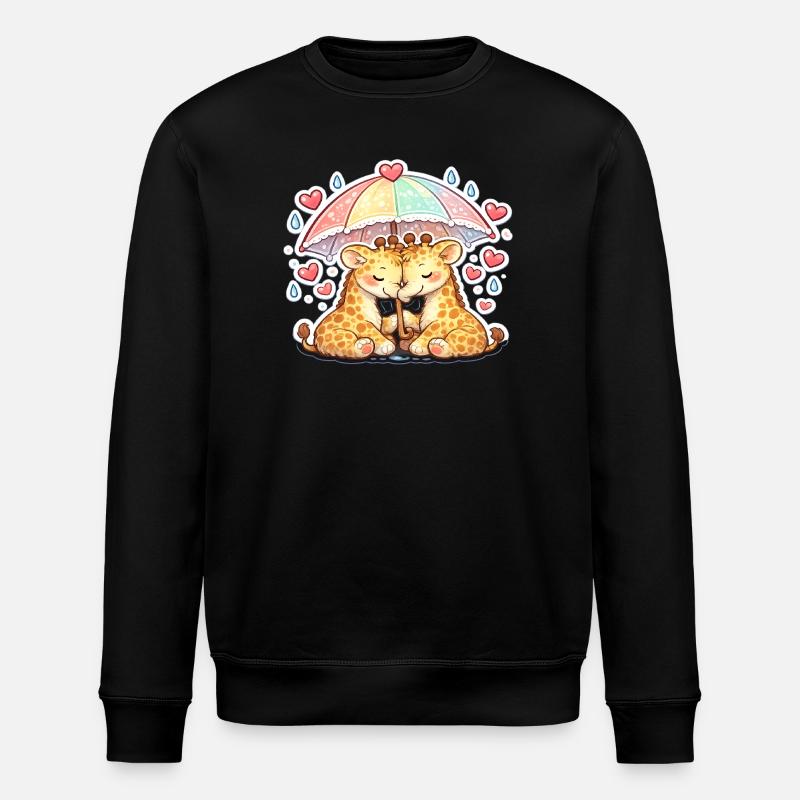 rainbow paw hug giraffe couple - Stanley/Stella ROLLER Unisex Organic Sweatshirt - black