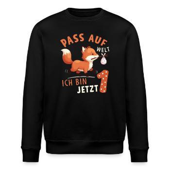 Watch World I'm Now 1 - Fox Birthday - Stanley/Stella ROLLER Unisex Organic Sweatshirt - black - Front - Nik (191cm)
