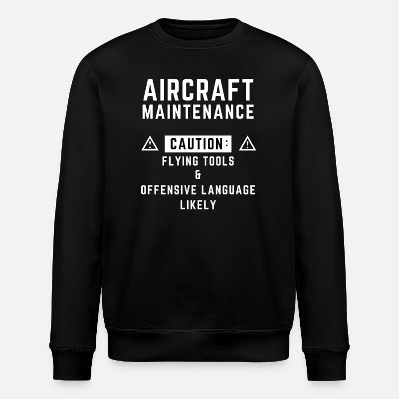 Vorsicht bei der Flugzeugwartung - Stanley/Stella Unisex Bio-Sweatshirt ROLLER - Schwarz