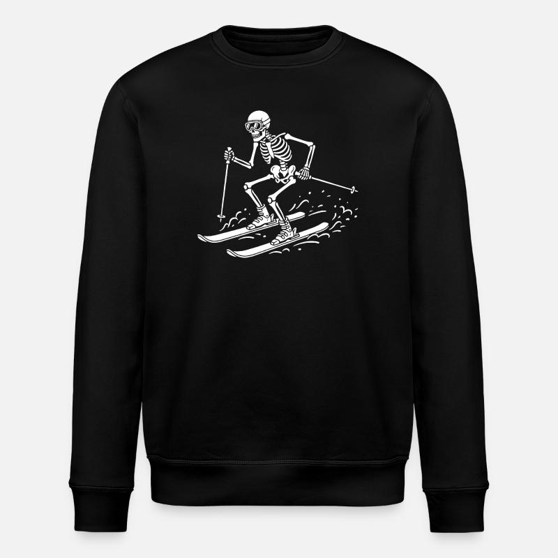 Skeleton Skier on Snow Waves - Stanley/Stella ROLLER Unisex Organic Sweatshirt - black
