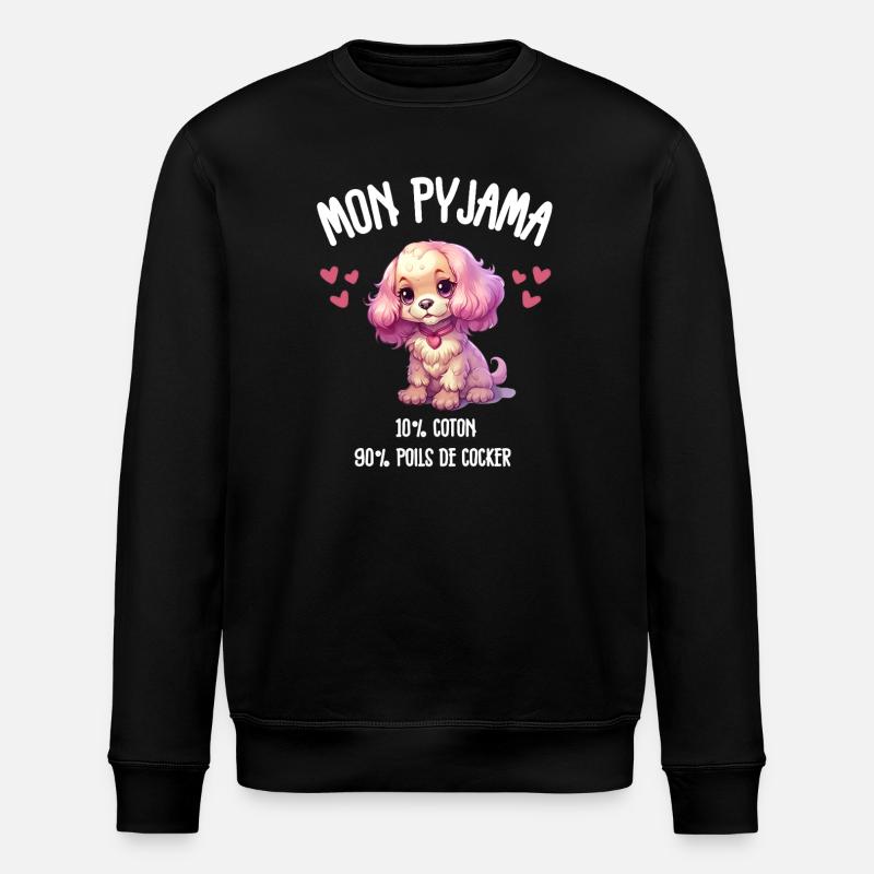 Pyjama Chien Cocker Drôle - Sweat bio ROLLER Stanley/Stella Unisexe - noir