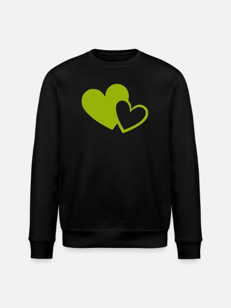 green heart green hearts heart pattern - Stanley/Stella ROLLER Unisex Organic Sweatshirt - black