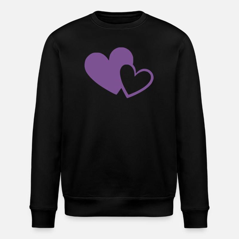 Cœur violet deux cœurs violets cadeau - Sweat bio ROLLER Stanley/Stella Unisexe - noir