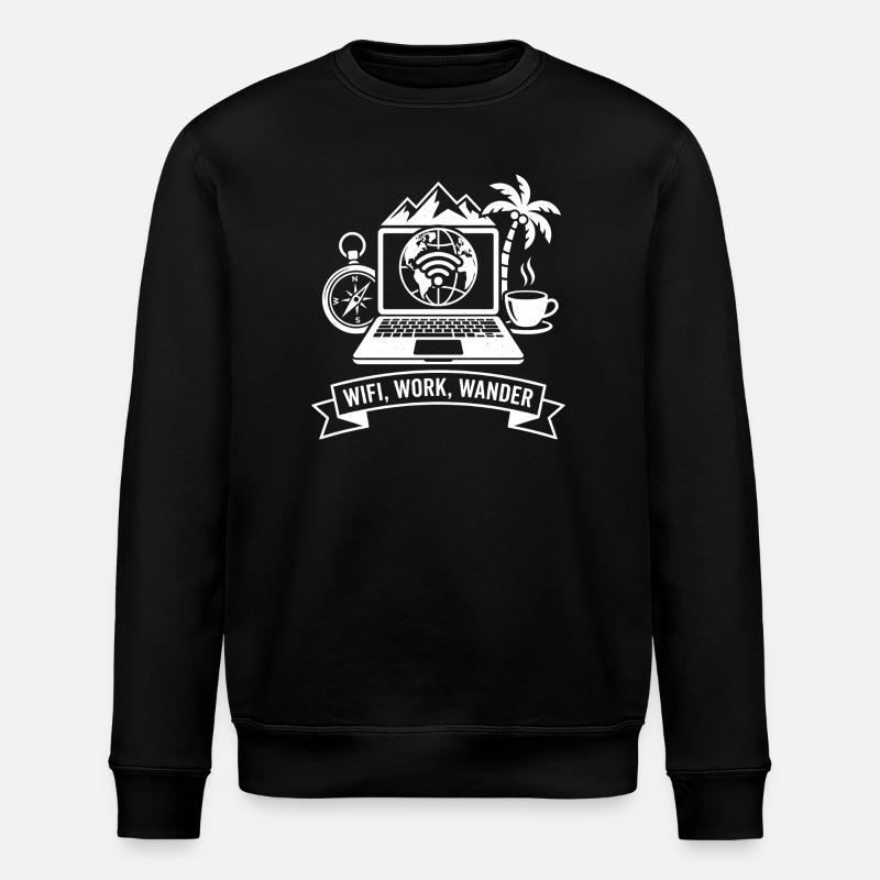 WLAN Wanderlust Laptop Design - Stanley/Stella ROLLER Unisex Organic Sweatshirt - black