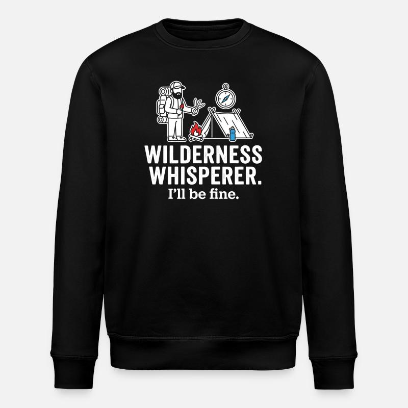 Wilderness Whisperer Camping Adventure - Stanley/Stella ROLLER Unisex Organic Sweatshirt - black