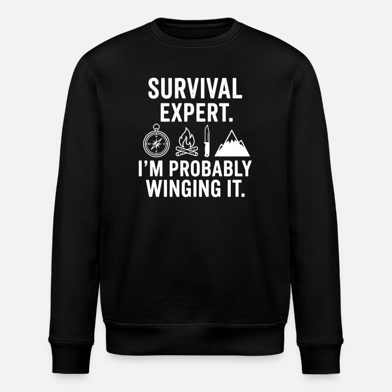 Survival Expert – Probably Improvised - Stanley/Stella ROLLER Unisex Organic Sweatshirt - black