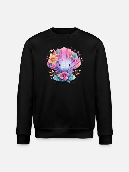 Flower mussel with cheerful flowers - Stanley/Stella ROLLER Unisex Organic Sweatshirt - black