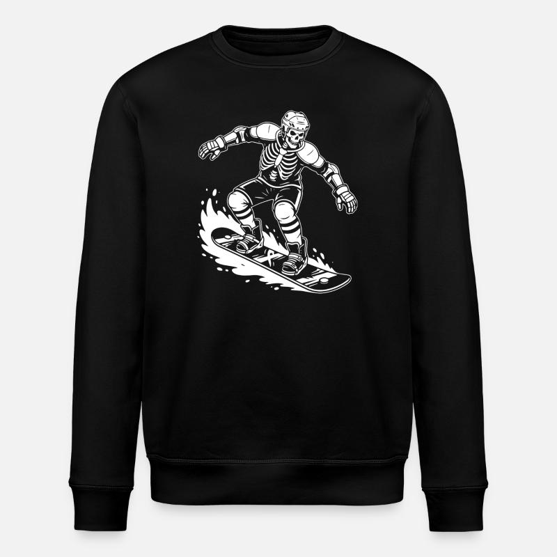 Skeleton on Snowboard Wave Rider - Stanley/Stella ROLLER Unisex Organic Sweatshirt - black