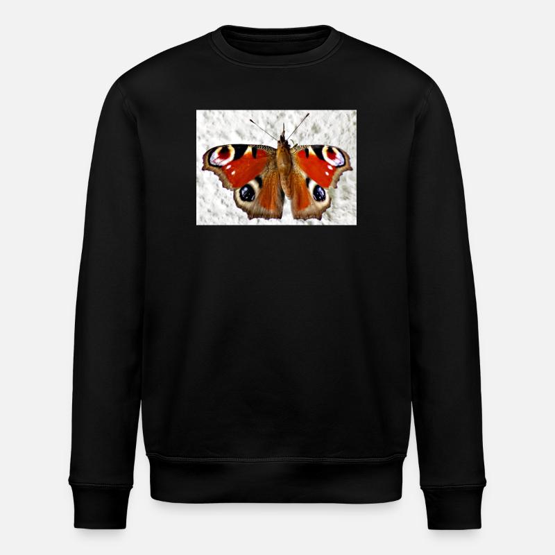 Peacock Eye Butterfly Pattern - Stanley/Stella ROLLER Unisex Organic Sweatshirt - black