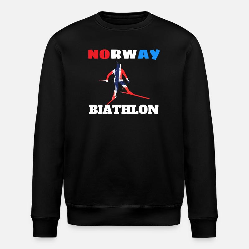 Biathleten-Silhouette mit norwegischer Flagge - Stanley/Stella Unisex Bio-Sweatshirt ROLLER - Schwarz
