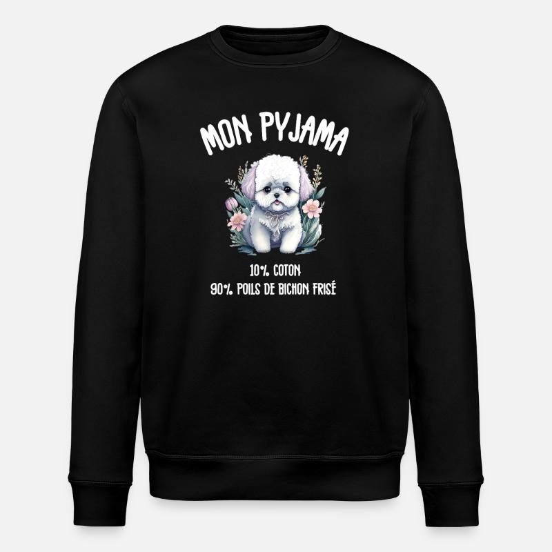 Pyjama Drôle Chien Bichon - Sweat bio ROLLER Stanley/Stella Unisexe - noir
