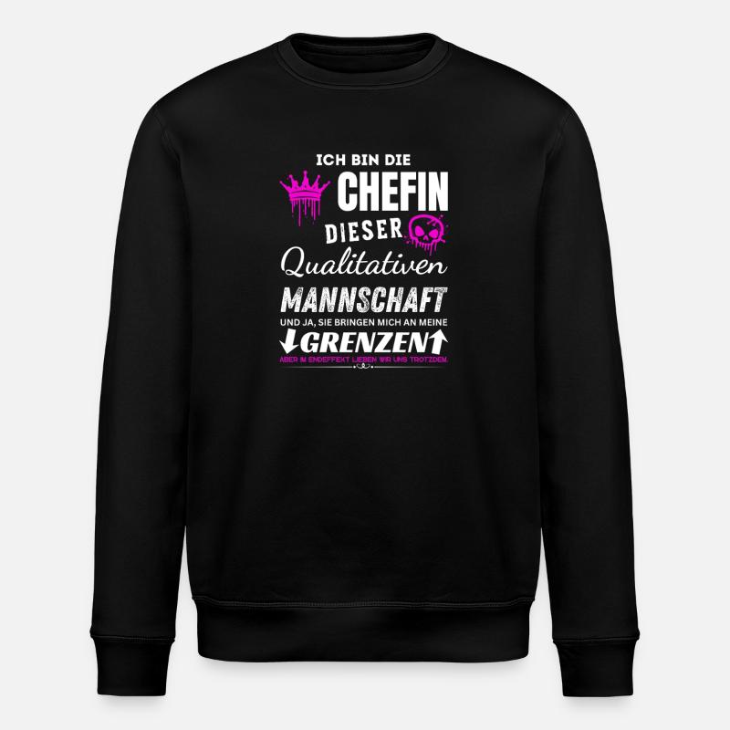 Chefin Qualitativen Mannschaft Chefin Geschenke - Stanley/Stella Unisex Bio-Sweatshirt ROLLER - Schwarz