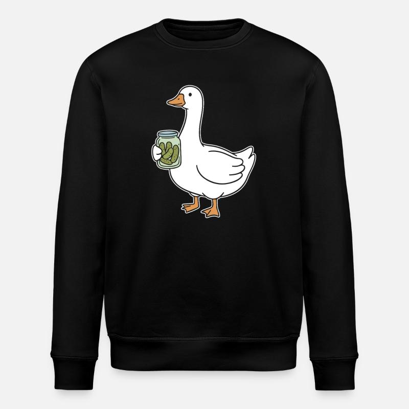 Duck with Mason Jar Cucumbers - Stanley/Stella ROLLER Unisex Organic Sweatshirt - black