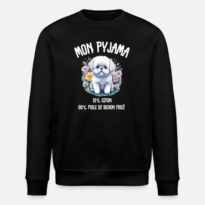 Lustiger Hund Bichon-Schlafanzug - Stanley/Stella Unisex Bio-Sweatshirt ROLLER - Schwarz