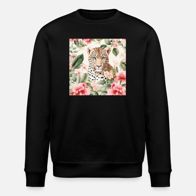 Léopard floral aquarelle - Sweat bio ROLLER Stanley/Stella Unisexe - noir