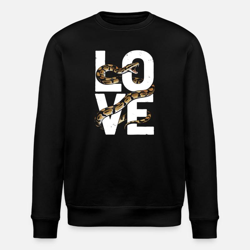 Königspython Schlangen LOVE Terrarium Python - Stanley/Stella Unisex Bio-Sweatshirt ROLLER - Schwarz