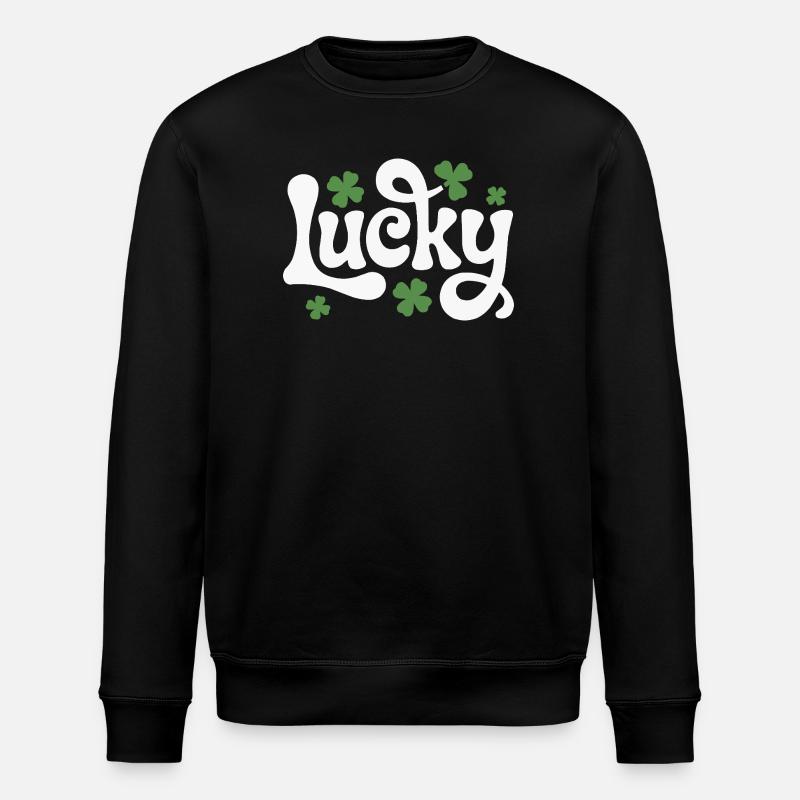 Lucky Kleeblatt Schriftzug - Stanley/Stella Unisex Bio-Sweatshirt ROLLER - Schwarz