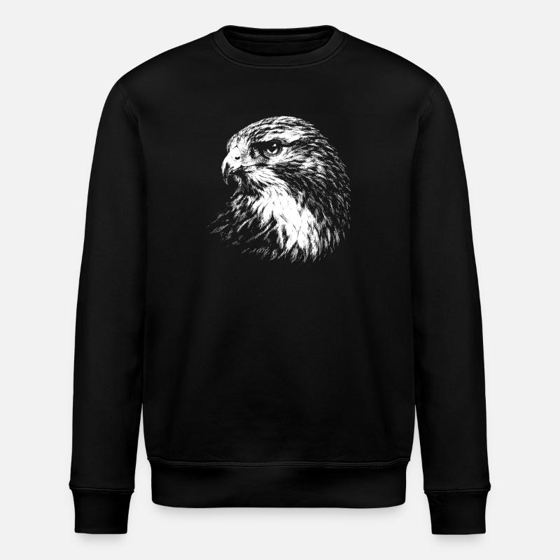 Falcon – graphics in white pencil - Stanley/Stella ROLLER Unisex Organic Sweatshirt - black