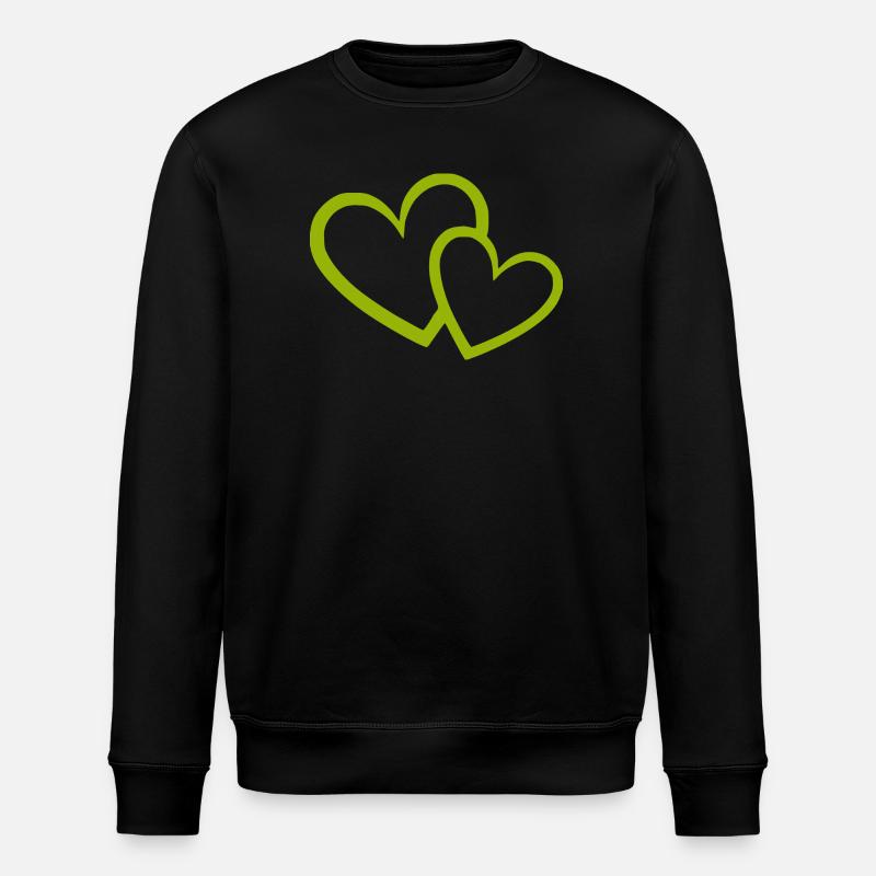 green heart green hearts heart pattern - Stanley/Stella ROLLER Unisex Organic Sweatshirt - black