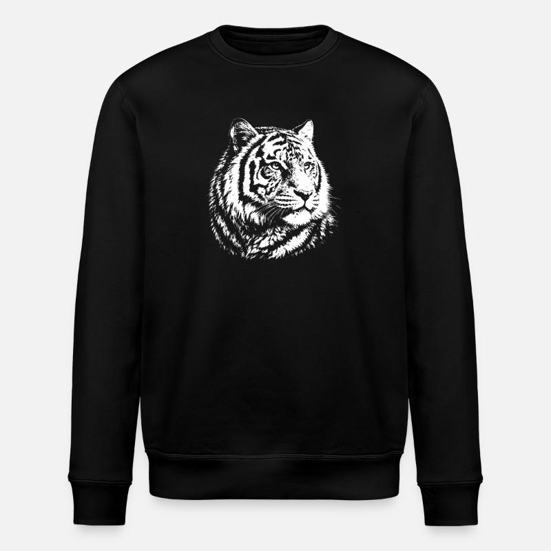 Tiger-Kontrastporträt - Stanley/Stella Unisex Bio-Sweatshirt ROLLER - Schwarz