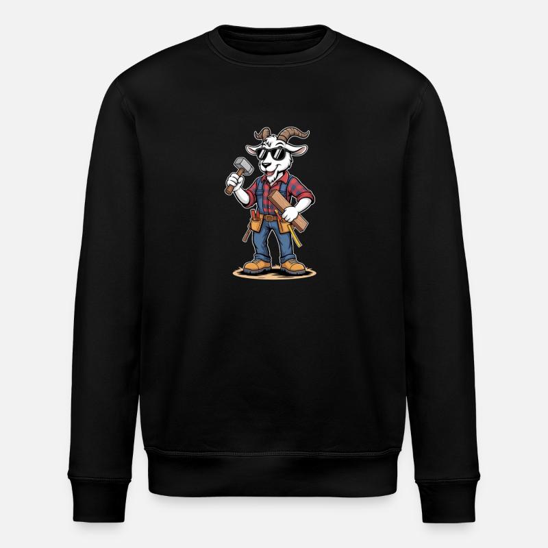 Cool Carpenter Goat Craftsman Carpenter - Stanley/Stella ROLLER Unisex Organic Sweatshirt - black