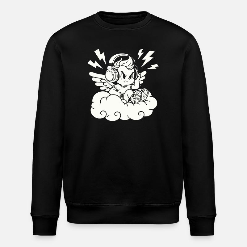 Musik Engel – Cherub mit Kopfhörern - Stanley/Stella Unisex Bio-Sweatshirt ROLLER - Schwarz