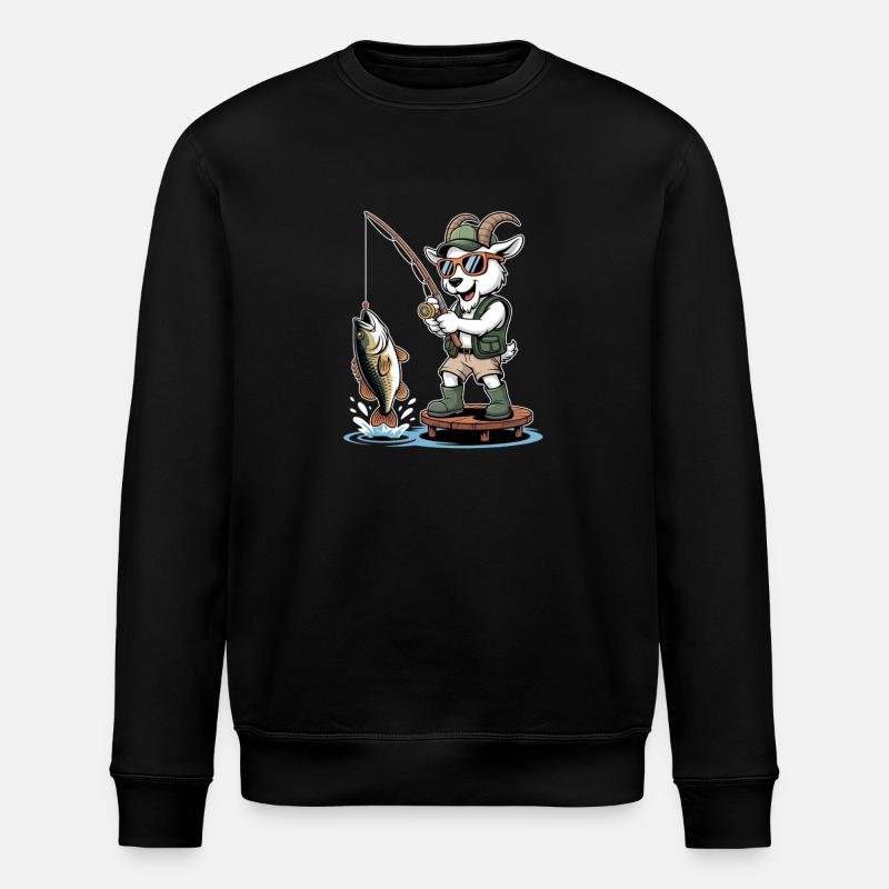Lustige Angelziege Mit Großem Fang - Stanley/Stella Unisex Bio-Sweatshirt ROLLER - Schwarz