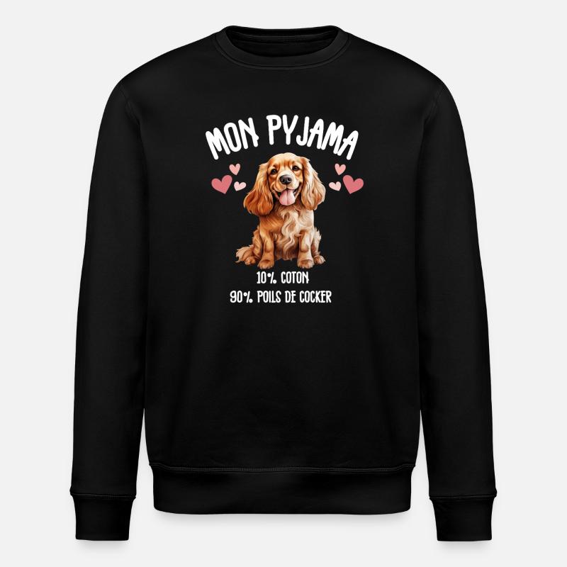 Pyjama Chien Cocker Drôle - Sweat bio ROLLER Stanley/Stella Unisexe - noir