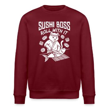 Sushi Cat – Roulez avec ça Cat - Sweat bio ROLLER Stanley/Stella Unisexe - bordeaux - Devant - Nik (191cm)