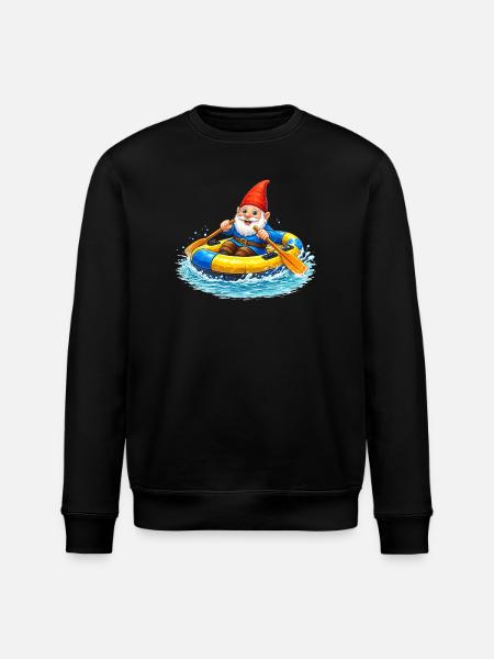 Gartenzwerg im Schlauchboot auf Sommerabenteuer - Stanley/Stella Unisex Bio-Sweatshirt ROLLER - Schwarz