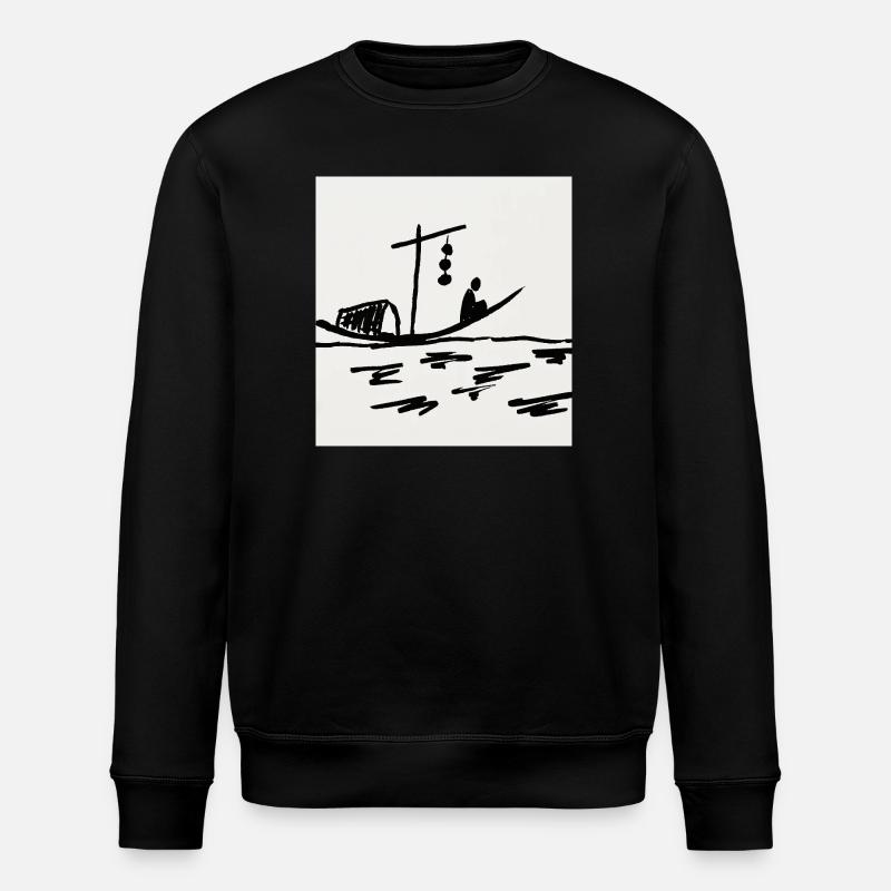 Nachtboot am Fluss - Stanley/Stella Unisex Bio-Sweatshirt ROLLER - Schwarz