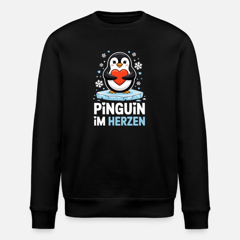 Pingvin i hjertet Søt vinterpingvin med hjerte - Stanley/Stella ROLLER økologisk unisex-sweatshirt - svart