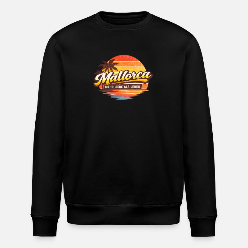 Mallorca Retro Sunset - Stanley/Stella ROLLER Unisex Organic Sweatshirt - black