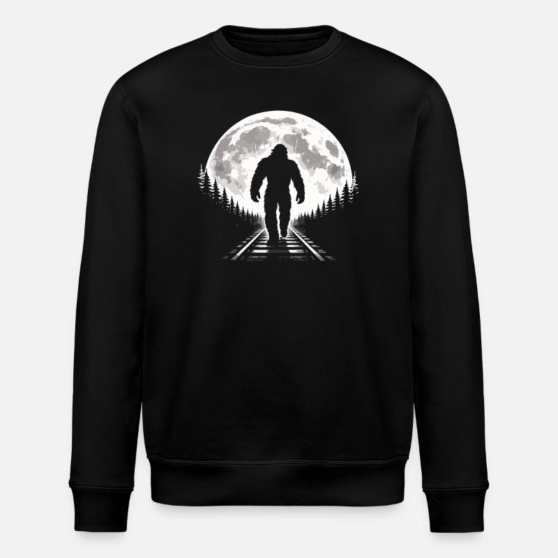 Bigfoot on railroad tracks - Stanley/Stella ROLLER Unisex Organic Sweatshirt - black
