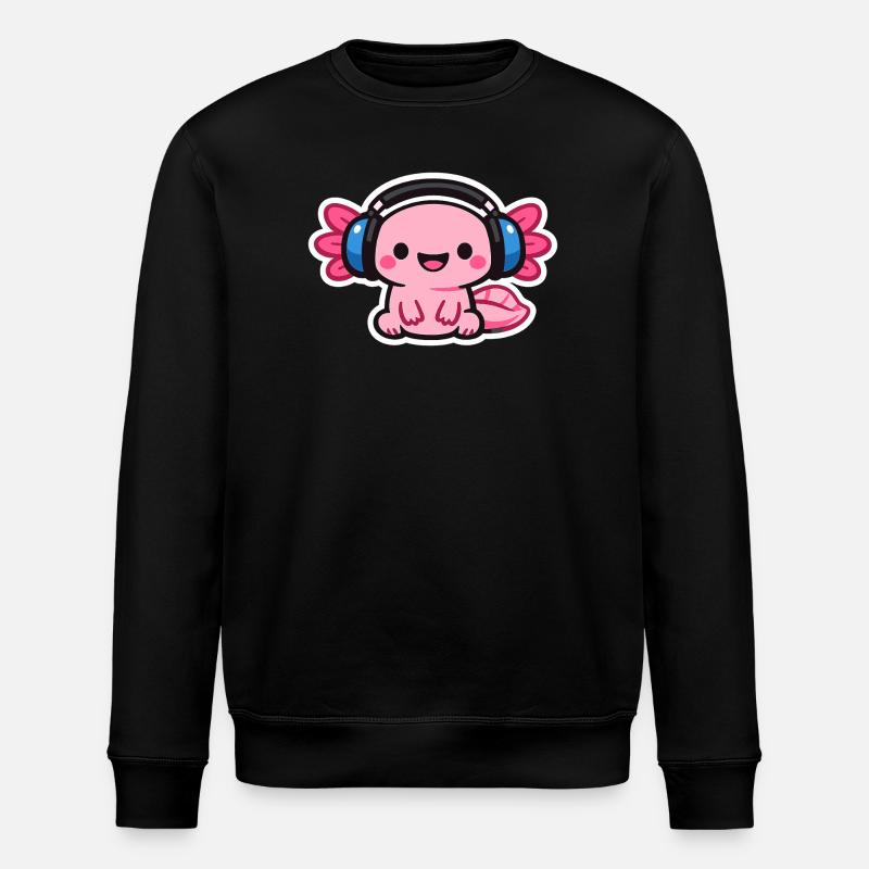 Cuddly Headphone Dragon axolotl - Stanley/Stella ROLLER Unisex Organic Sweatshirt - black