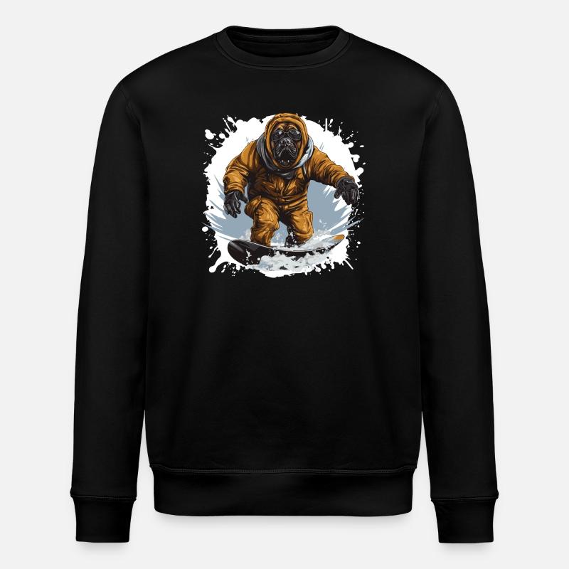 Mastiff Hund Snowboard - Stanley/Stella Unisex Bio-Sweatshirt ROLLER - Schwarz