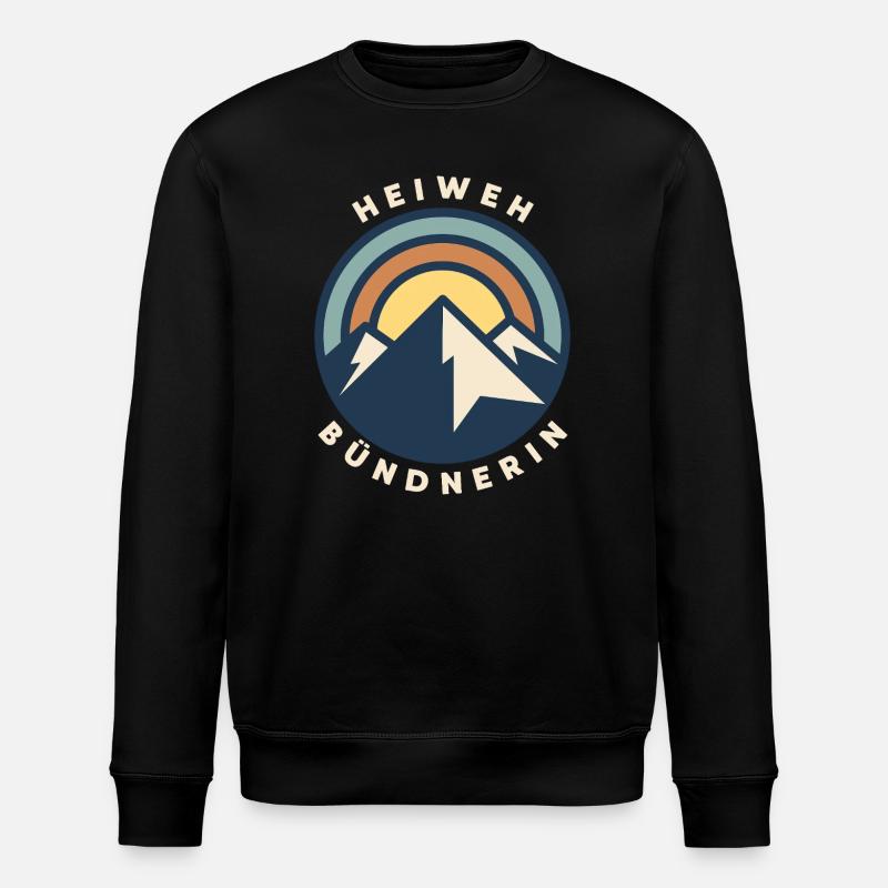 Heiweh from Graubünden - Stanley/Stella ROLLER Unisex Organic Sweatshirt - black