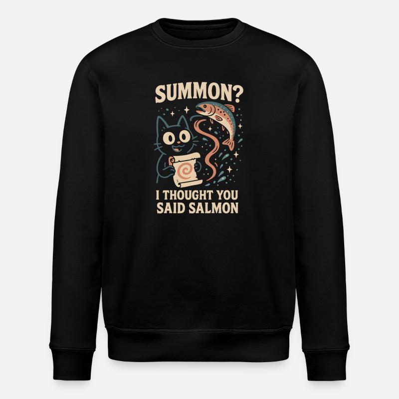 Invoquer du saumon ? | Chat Flippant Mignon - Sweat bio ROLLER Stanley/Stella Unisexe - noir