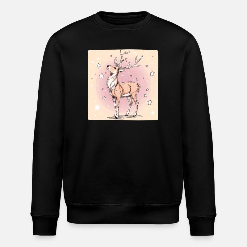 Hirsch mit Sternen - Stanley/Stella Unisex Bio-Sweatshirt ROLLER - Schwarz
