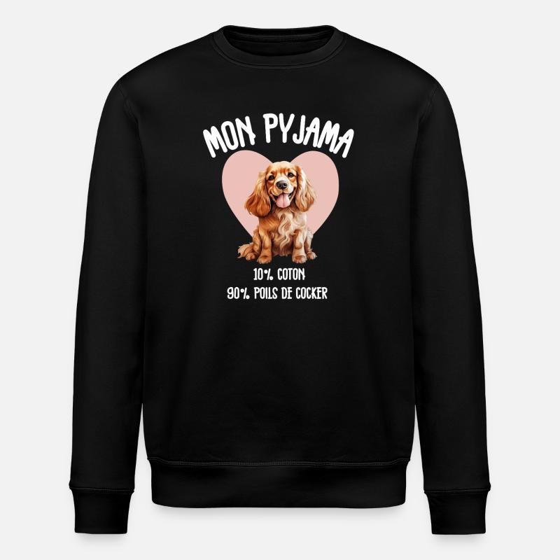 Pyjama Chien Cocker Drôle - Sweat bio ROLLER Stanley/Stella Unisexe - noir