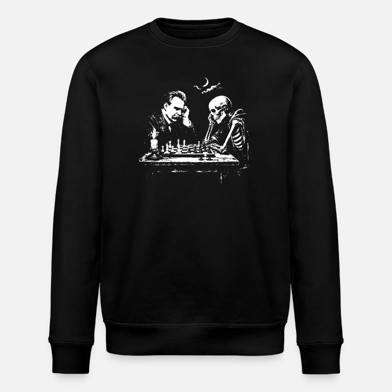 Nietzsche plays Chess with Skeleton - Stanley/Stella ROLLER Unisex Organic Sweatshirt - black
