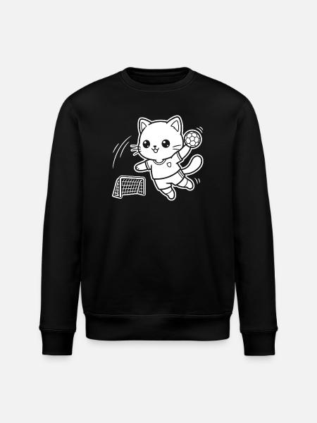 Kawaii Cat Handball Player - Stanley/Stella ROLLER Unisex Organic Sweatshirt - black