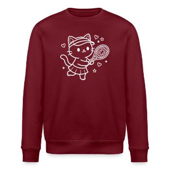 Kawaii Katze Tennisspieler - Stanley/Stella Unisex Bio-Sweatshirt ROLLER - Burgunderrot - Vorne - Nik (191cm)