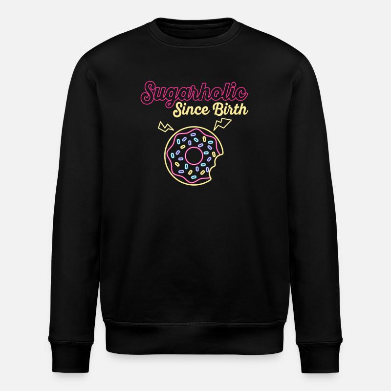 Neon Sugar Donut Since Birth - Stanley/Stella ROLLER Unisex Organic Sweatshirt - black