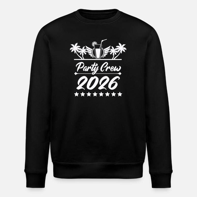 Party Crew 2026 Palm Trees - Stanley/Stella ROLLER Unisex Organic Sweatshirt - black