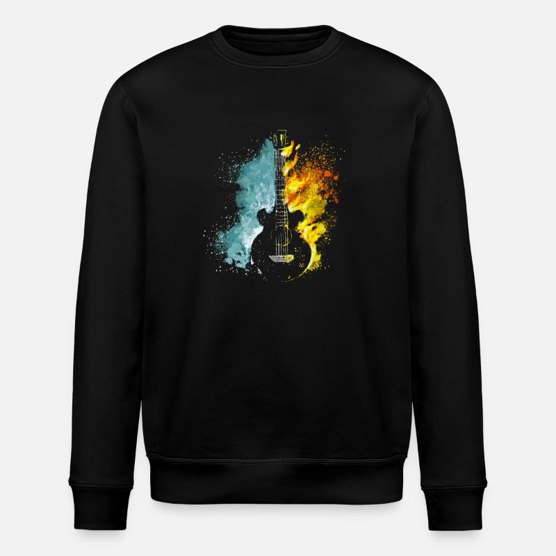 Gitarre Feuer Eis - Stanley/Stella ROLLER Unisex Organic Sweatshirt - black