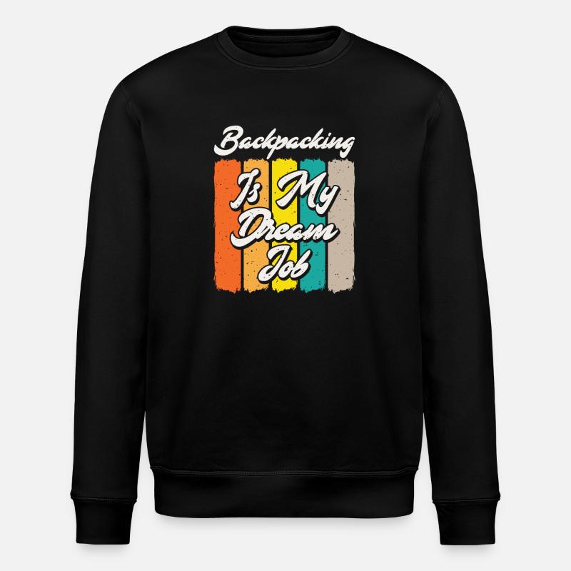 Backpacking er mit drømmejob Retro Sunset Graphic - Stanley/Stella økologisk unisex-sweatshirt ROLLER - sort