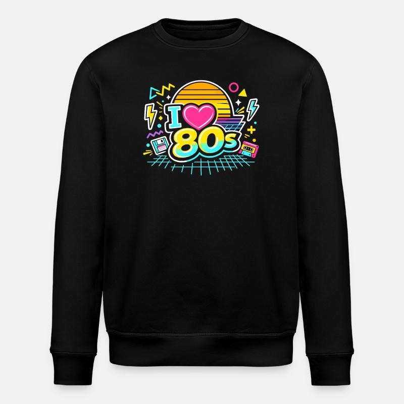 80s I Love The 80s - Stanley/Stella ROLLER Unisex Organic Sweatshirt - black