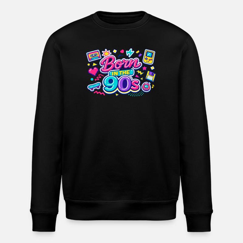 Born in den 90ern Neon-Retro - Stanley/Stella Unisex Bio-Sweatshirt ROLLER - Schwarz