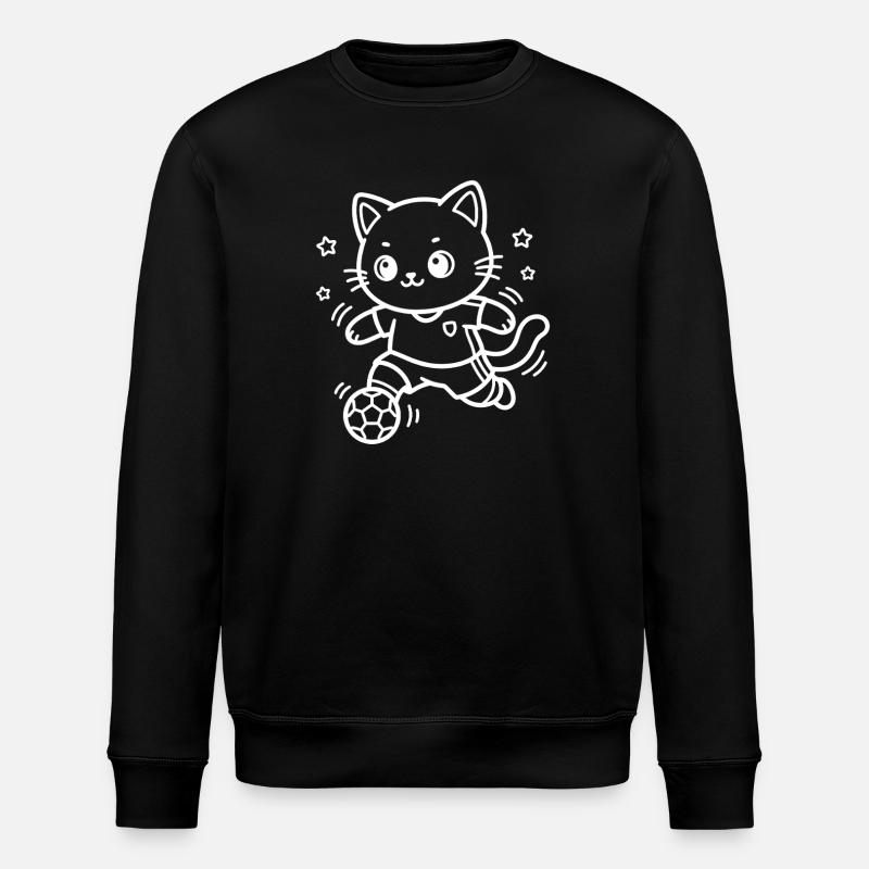 Fodbold Kawaii Kat - Stanley/Stella økologisk unisex-sweatshirt ROLLER - sort